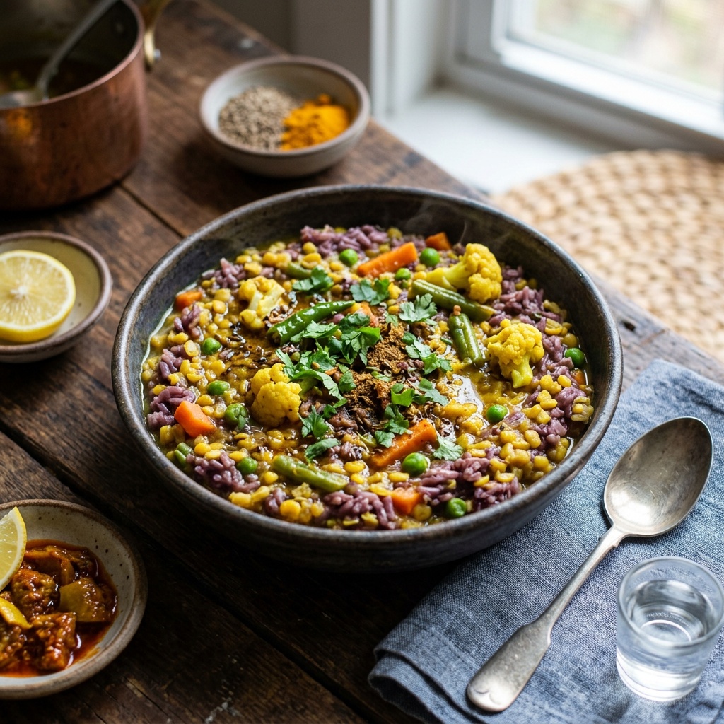 Purple,Rice,Khichdi,Ingredients:,Purple,Rice,,Moong,Dal,,Turmeric,,Cumin,